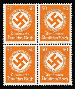 GE 50 Pf 1934 Nazi Swastika Stamp Block